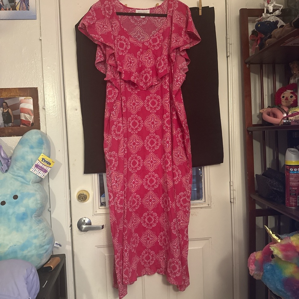 Floral Pink Ruffle Dress